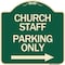 Signmission Church Staff Parking W/ Right Arrow Heavy-Gauge Aluminum Architectural Sign, 18" x 18", G-1818-24258 A-DES-G-1818-24258 - alternate 1